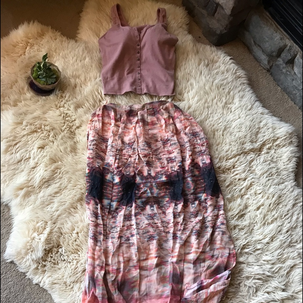 Topshop semi see through long with mini skirt